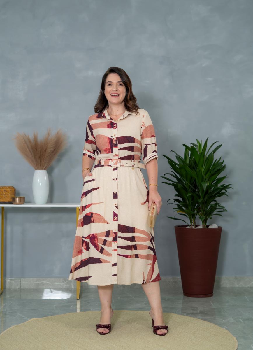 Chemise de viscose estampada marrom